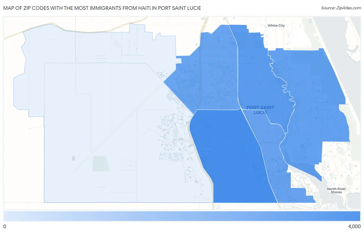 Zip Codes with the Most Immigrants from Haiti in Port Saint Lucie Map
