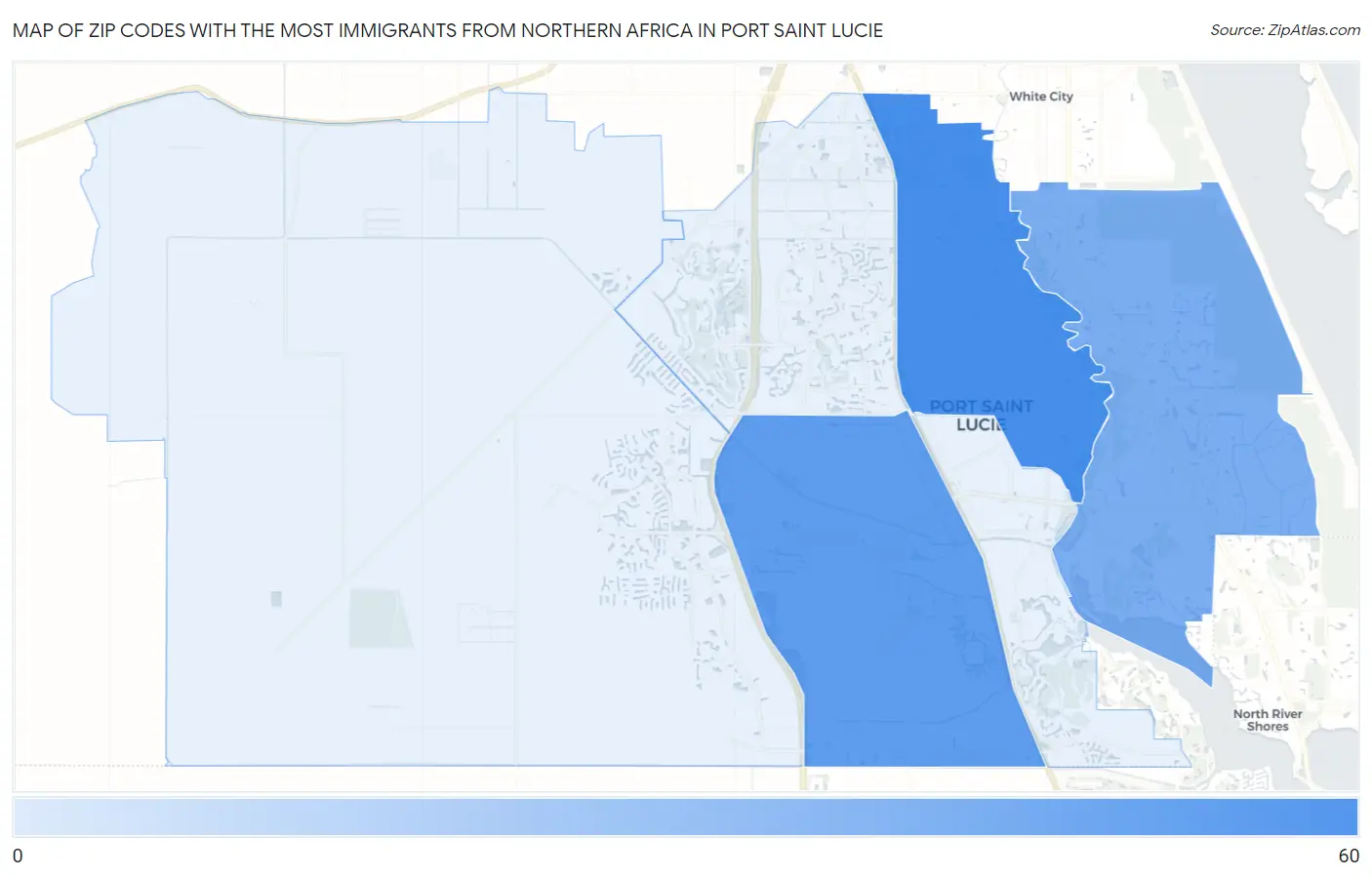 Zip Codes with the Most Immigrants from Northern Africa in Port Saint Lucie Map