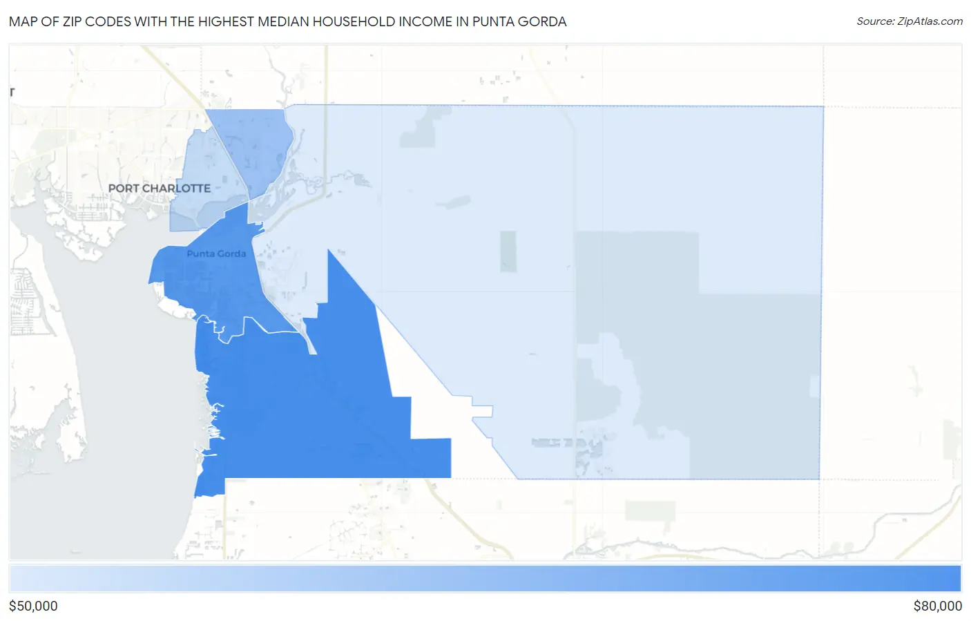 Zip Codes with the Highest Median Household Income in Punta Gorda Map