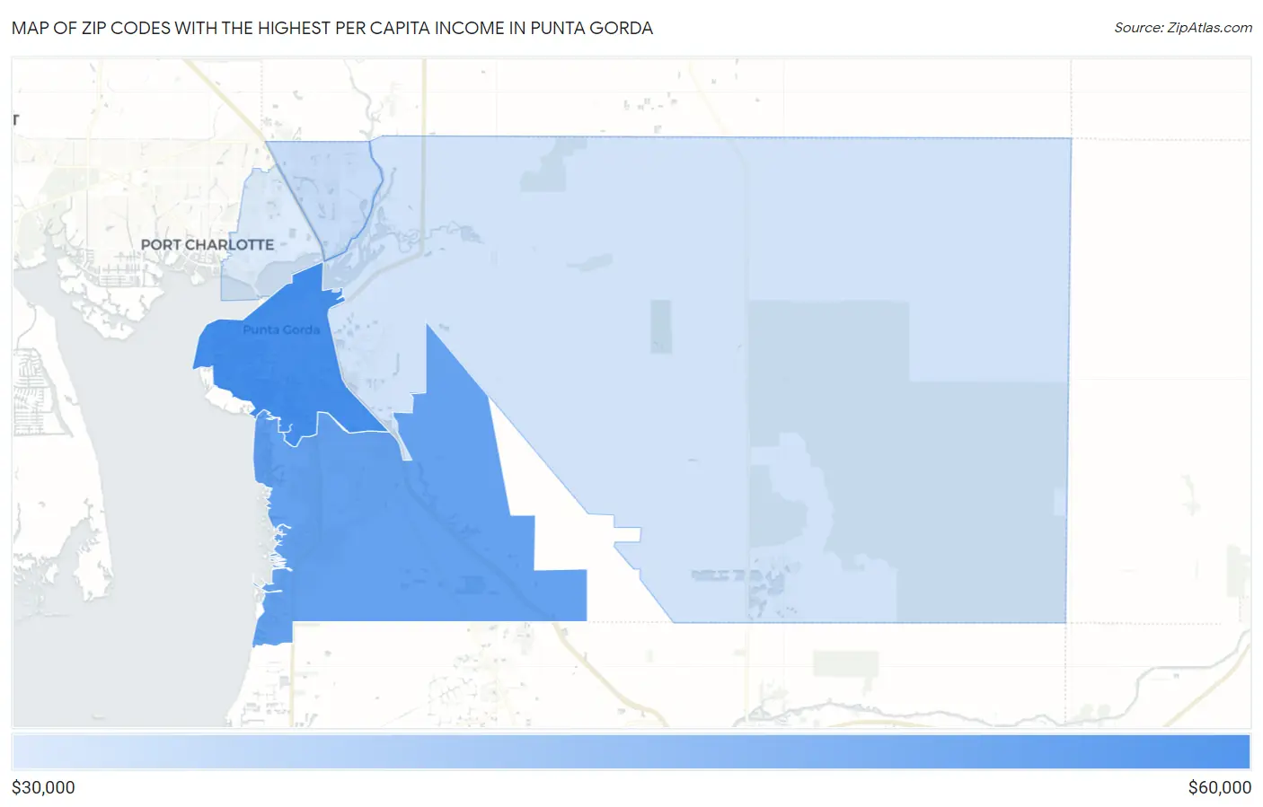Zip Codes with the Highest Per Capita Income in Punta Gorda Map