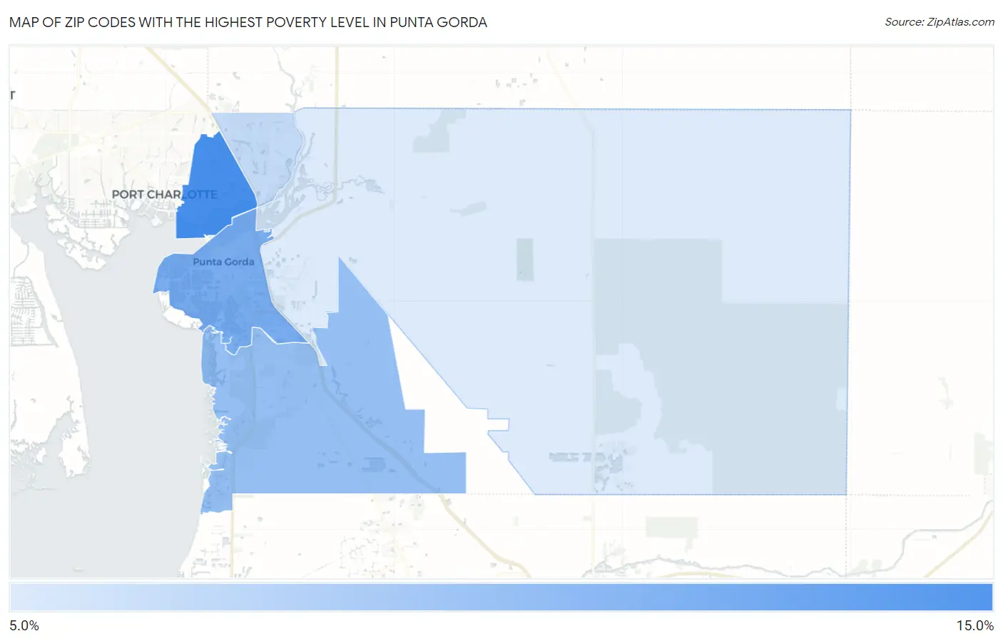 Zip Codes with the Highest Poverty Level in Punta Gorda Map