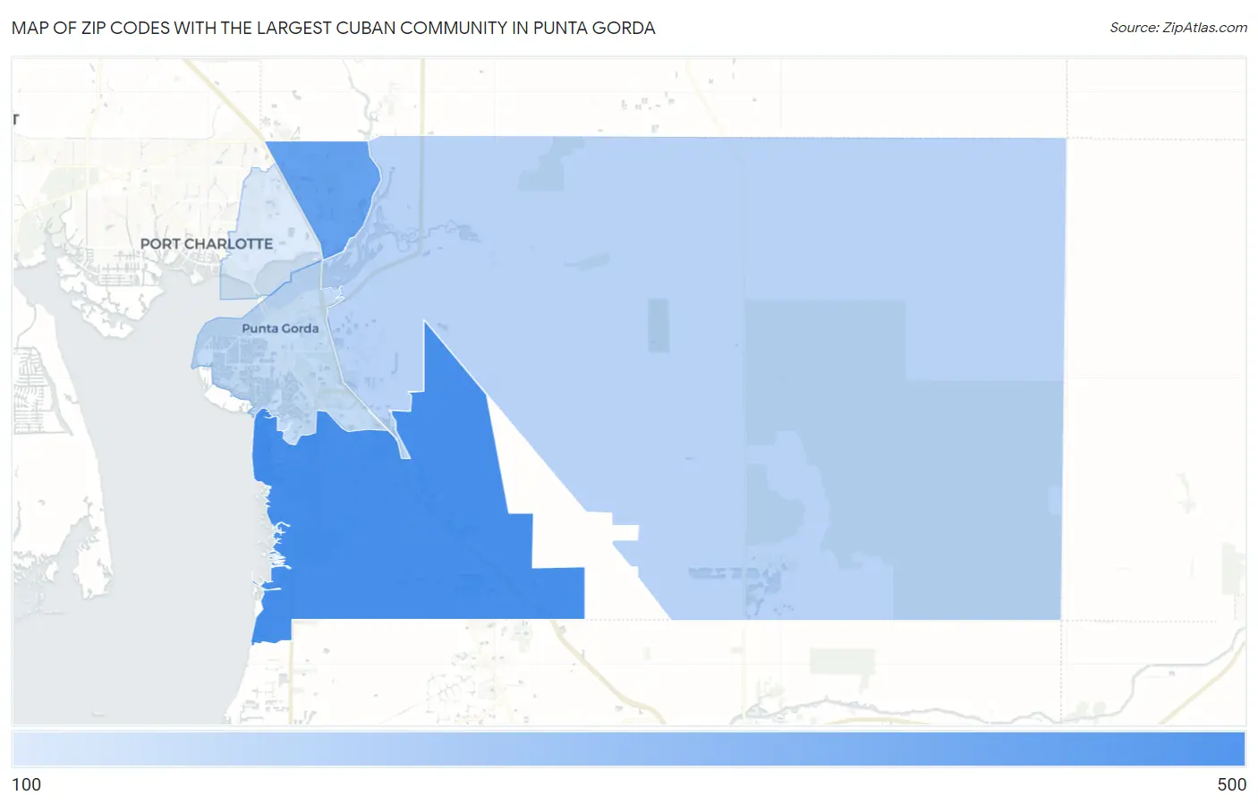 Zip Codes with the Largest Cuban Community in Punta Gorda Map