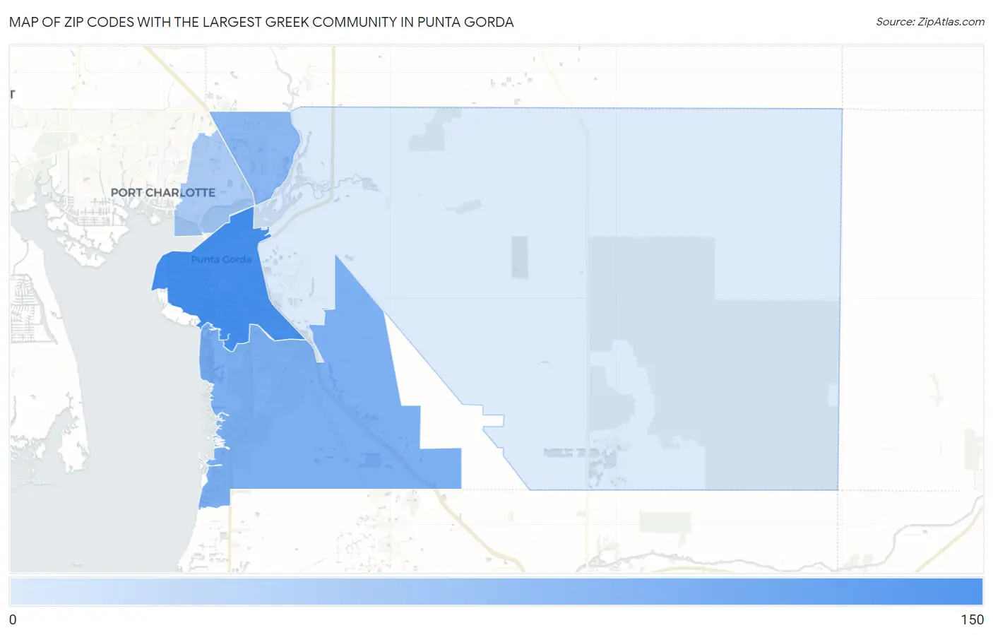 Zip Codes with the Largest Greek Community in Punta Gorda Map