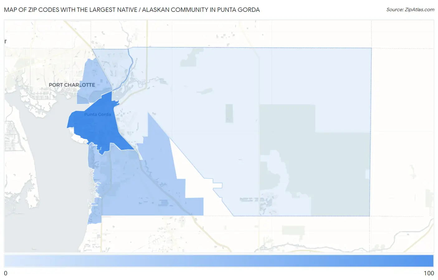 Zip Codes with the Largest Native / Alaskan Community in Punta Gorda Map