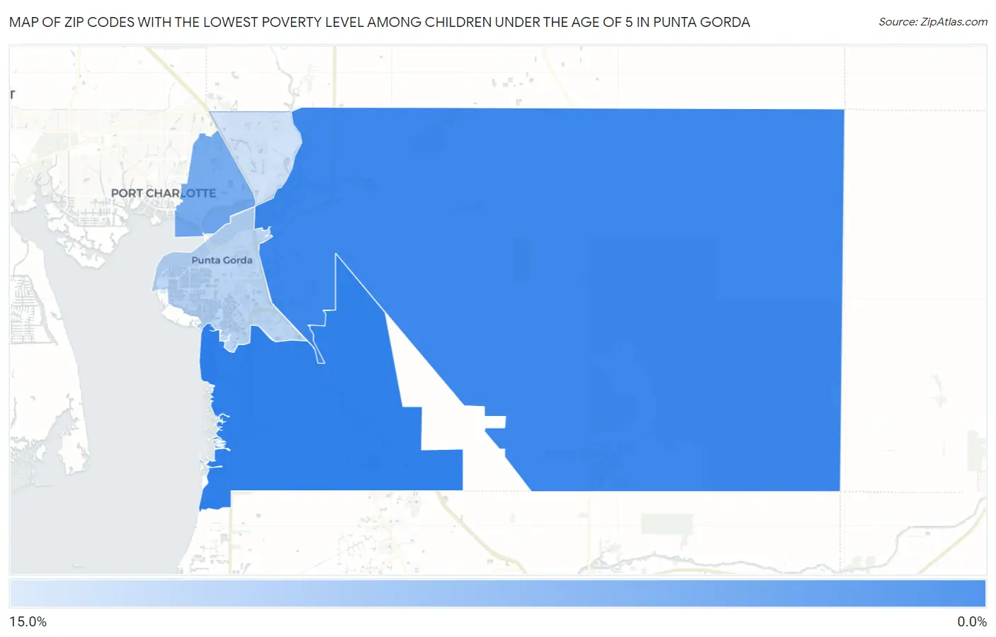 Zip Codes with the Lowest Poverty Level Among Children Under the Age of 5 in Punta Gorda Map