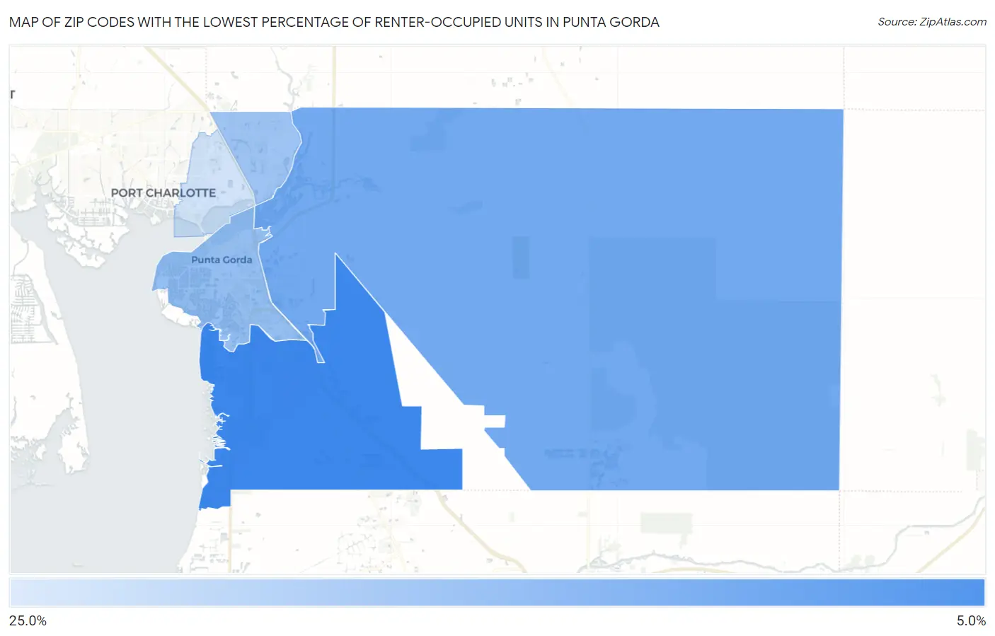 Zip Codes with the Lowest Percentage of Renter-Occupied Units in Punta Gorda Map
