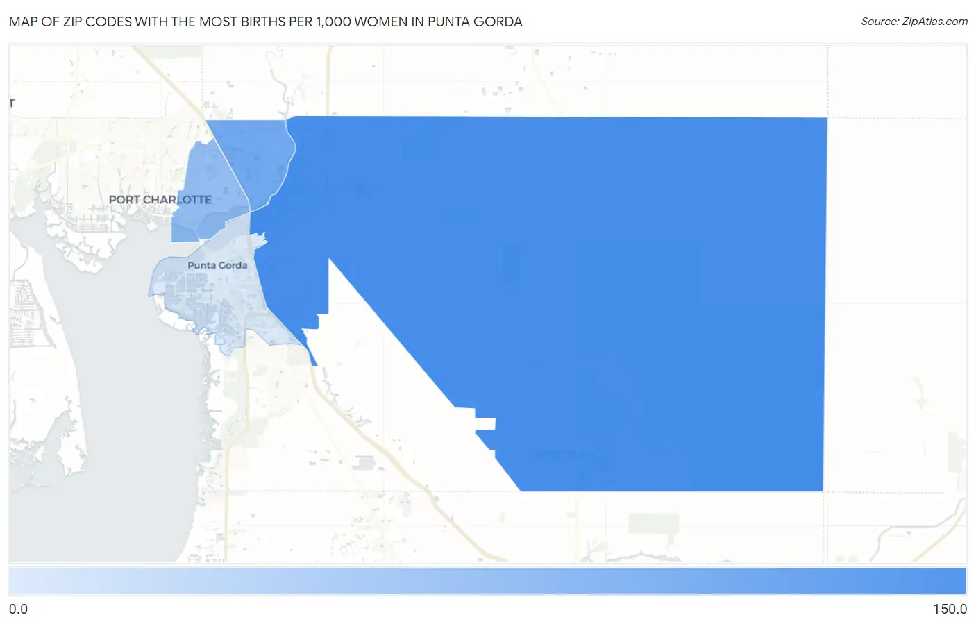 Zip Codes with the Most Births per 1,000 Women in Punta Gorda Map