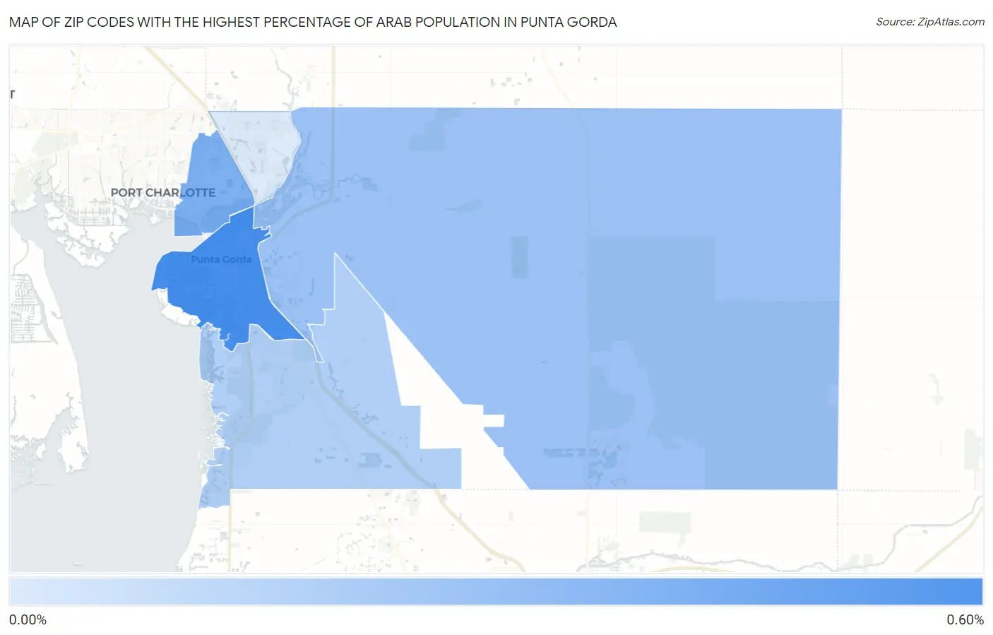 Zip Codes with the Highest Percentage of Arab Population in Punta Gorda Map