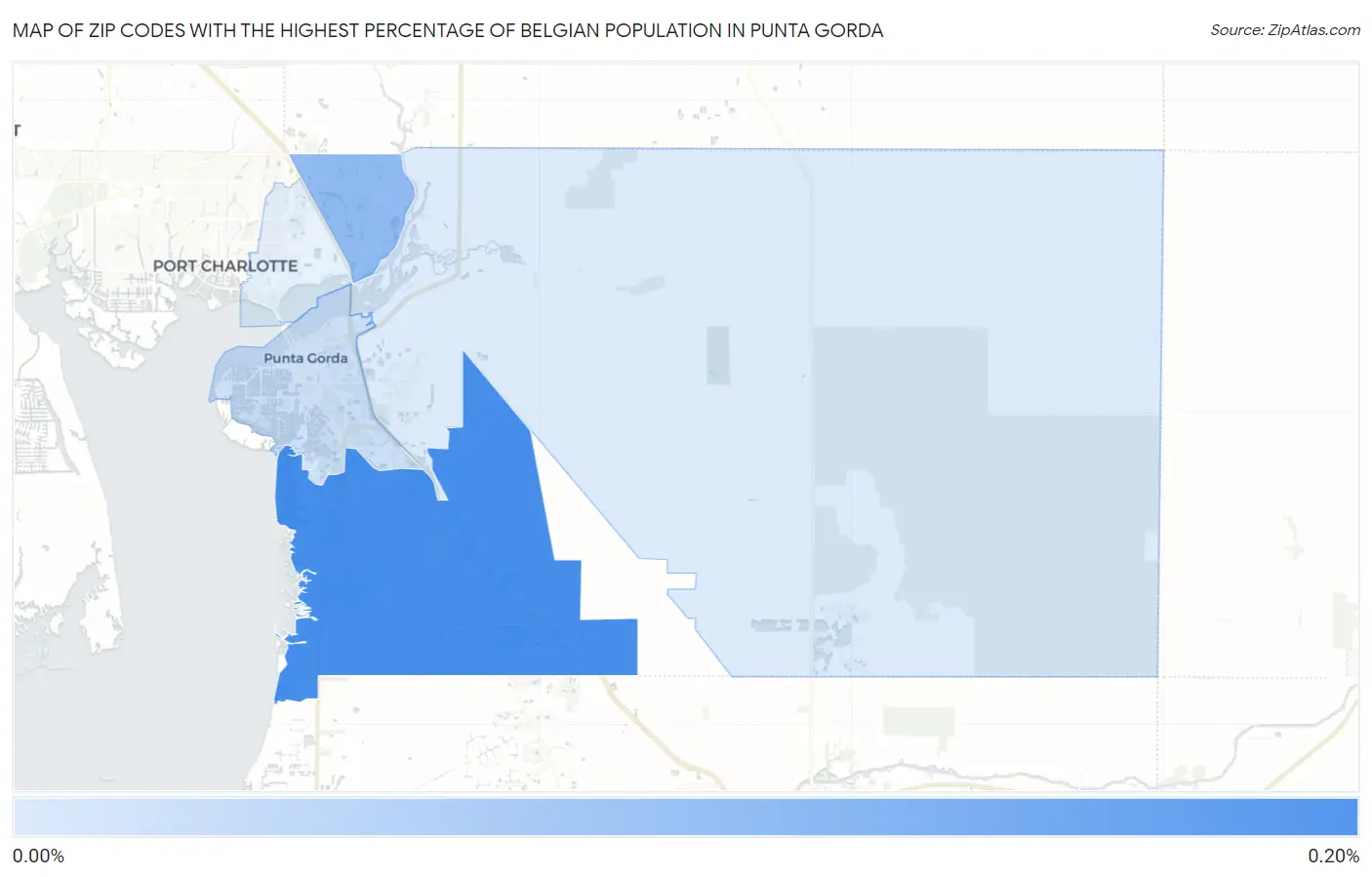 Zip Codes with the Highest Percentage of Belgian Population in Punta Gorda Map