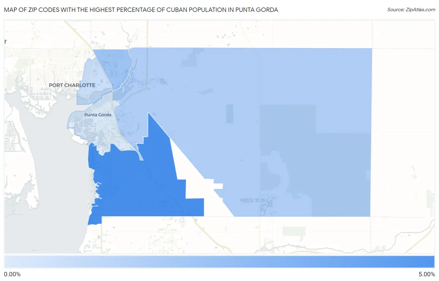 Zip Codes with the Highest Percentage of Cuban Population in Punta Gorda Map