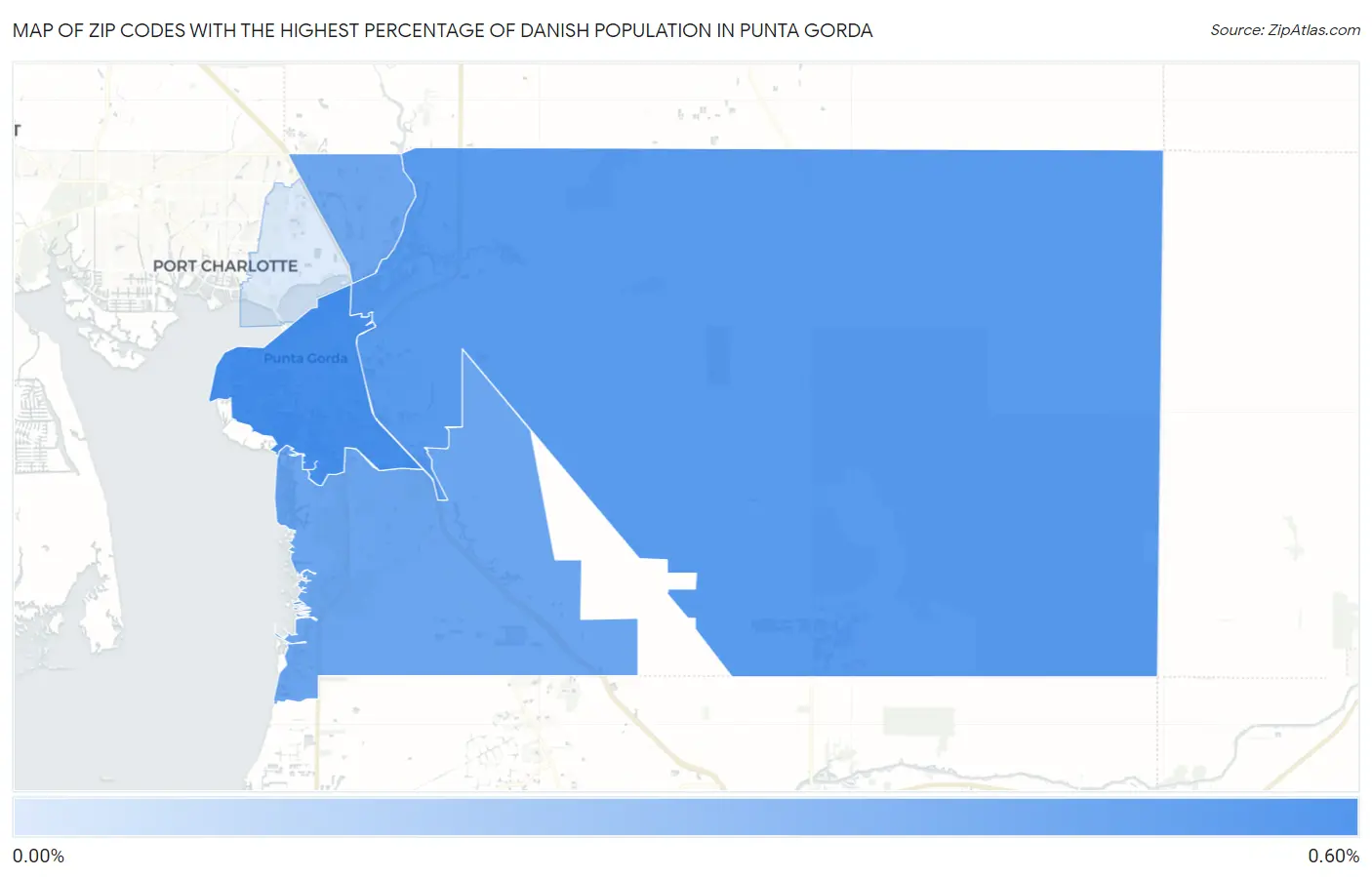 Zip Codes with the Highest Percentage of Danish Population in Punta Gorda Map