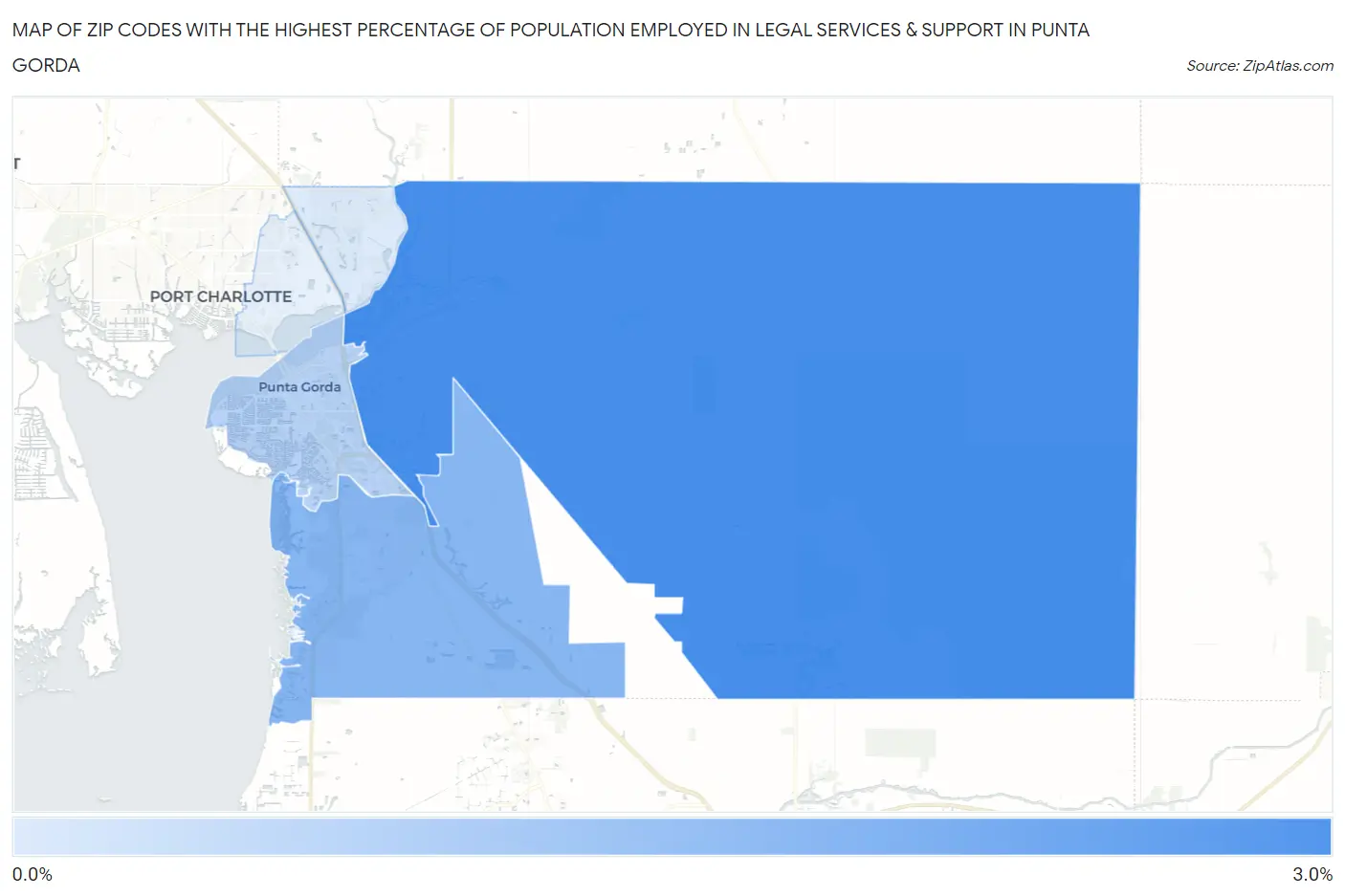 Zip Codes with the Highest Percentage of Population Employed in Legal Services & Support in Punta Gorda Map