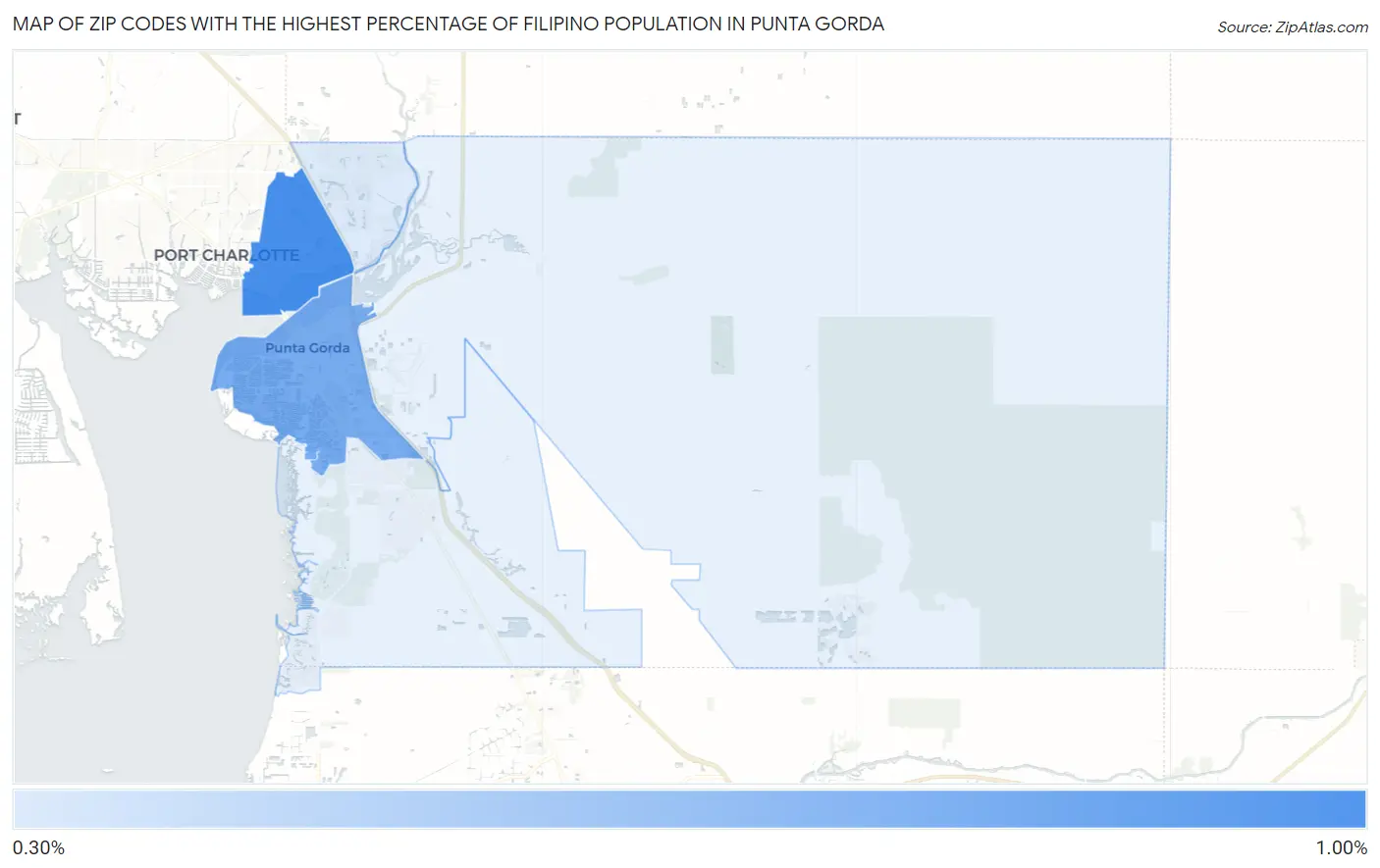 Zip Codes with the Highest Percentage of Filipino Population in Punta Gorda Map