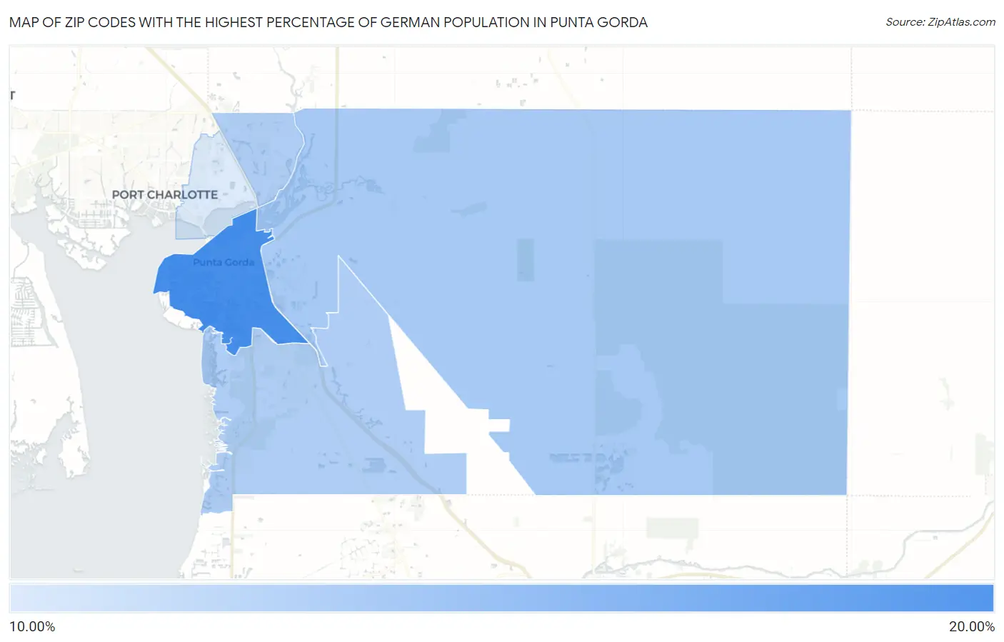 Zip Codes with the Highest Percentage of German Population in Punta Gorda Map