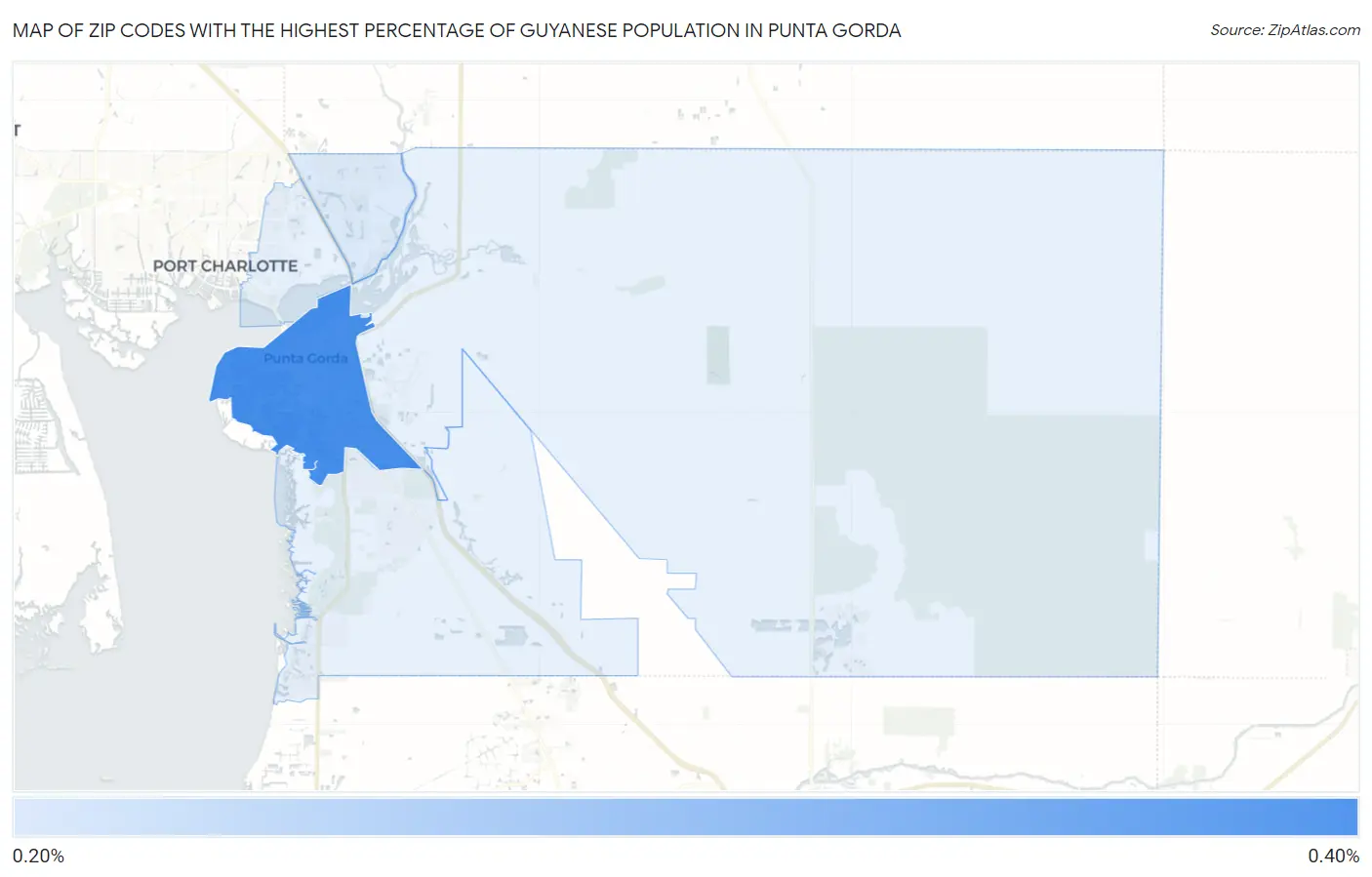 Zip Codes with the Highest Percentage of Guyanese Population in Punta Gorda Map
