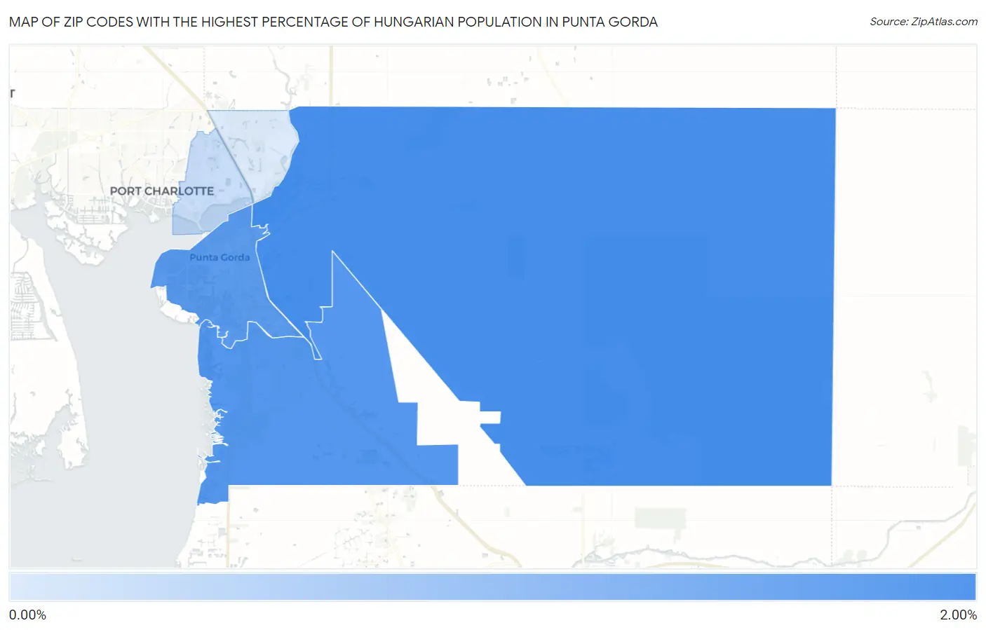 Zip Codes with the Highest Percentage of Hungarian Population in Punta Gorda Map