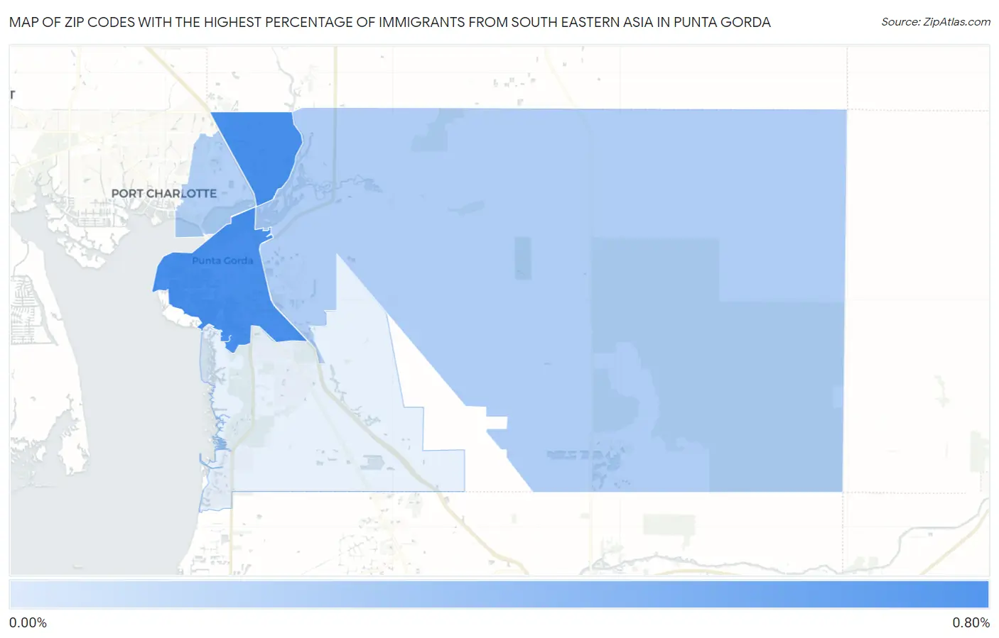 Zip Codes with the Highest Percentage of Immigrants from South Eastern Asia in Punta Gorda Map