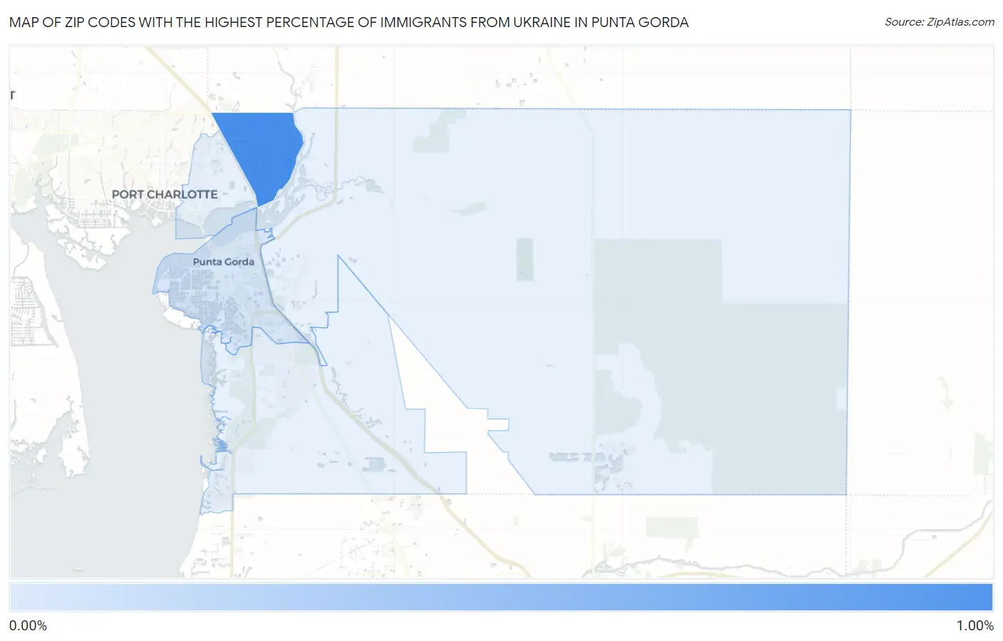 Zip Codes with the Highest Percentage of Immigrants from Ukraine in Punta Gorda Map