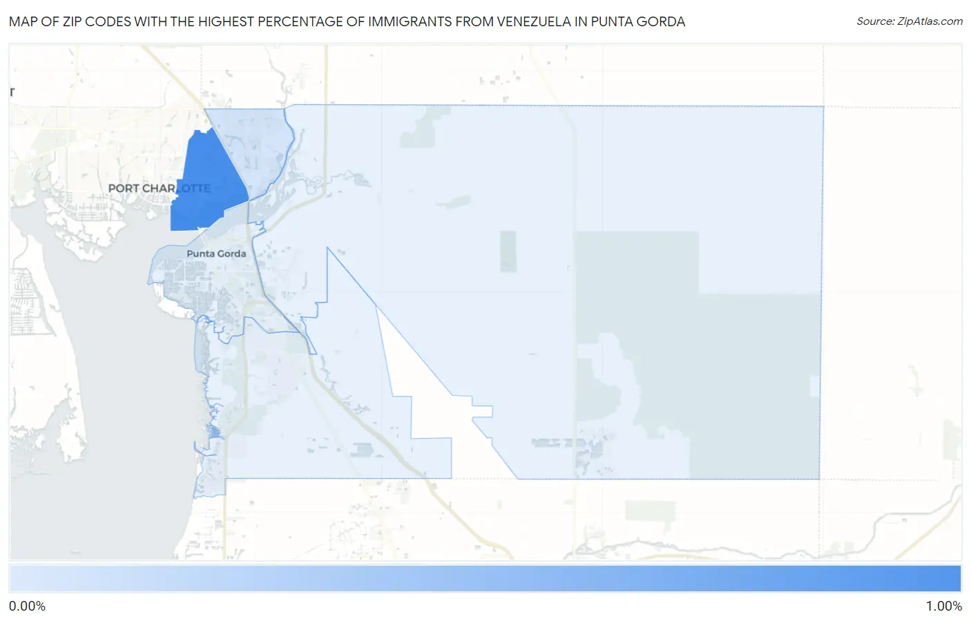 Zip Codes with the Highest Percentage of Immigrants from Venezuela in Punta Gorda Map