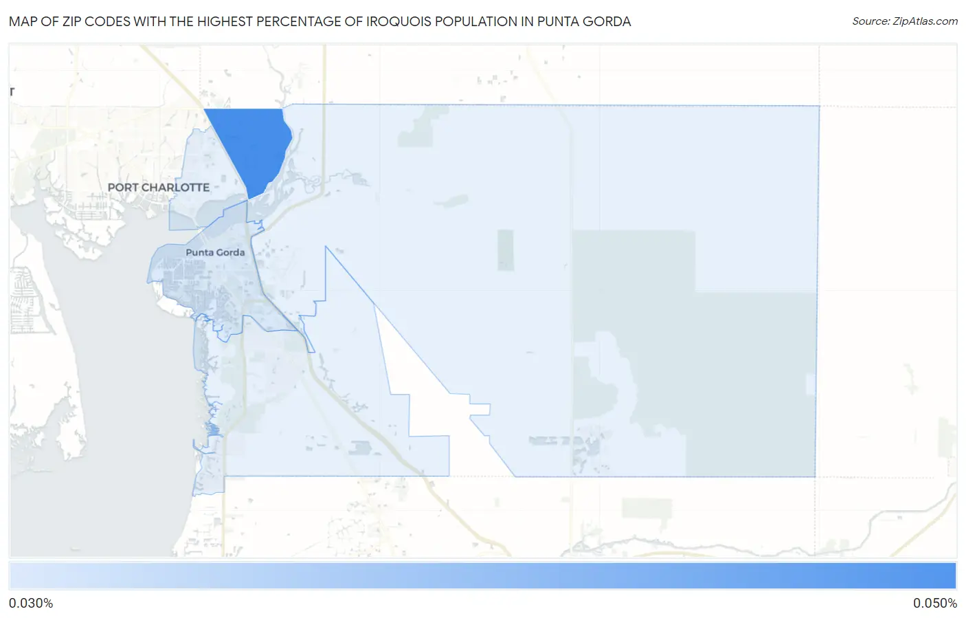 Zip Codes with the Highest Percentage of Iroquois Population in Punta Gorda Map