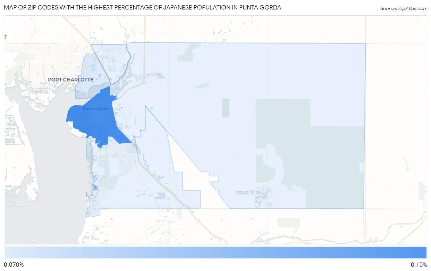 Zip Codes with the Highest Percentage of Japanese Population in Punta Gorda Map