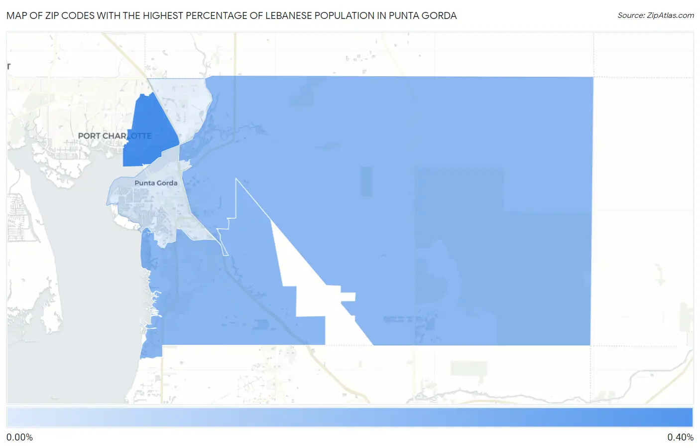 Zip Codes with the Highest Percentage of Lebanese Population in Punta Gorda Map