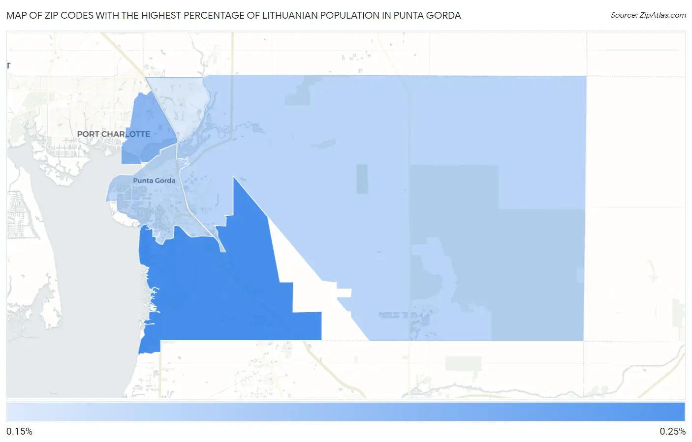 Zip Codes with the Highest Percentage of Lithuanian Population in Punta Gorda Map