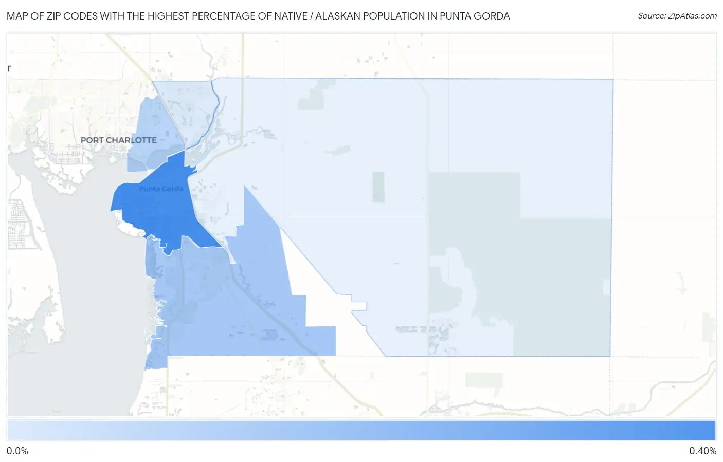 Zip Codes with the Highest Percentage of Native / Alaskan Population in Punta Gorda Map