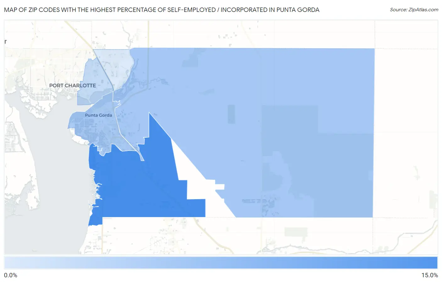 Zip Codes with the Highest Percentage of Self-Employed / Incorporated in Punta Gorda Map