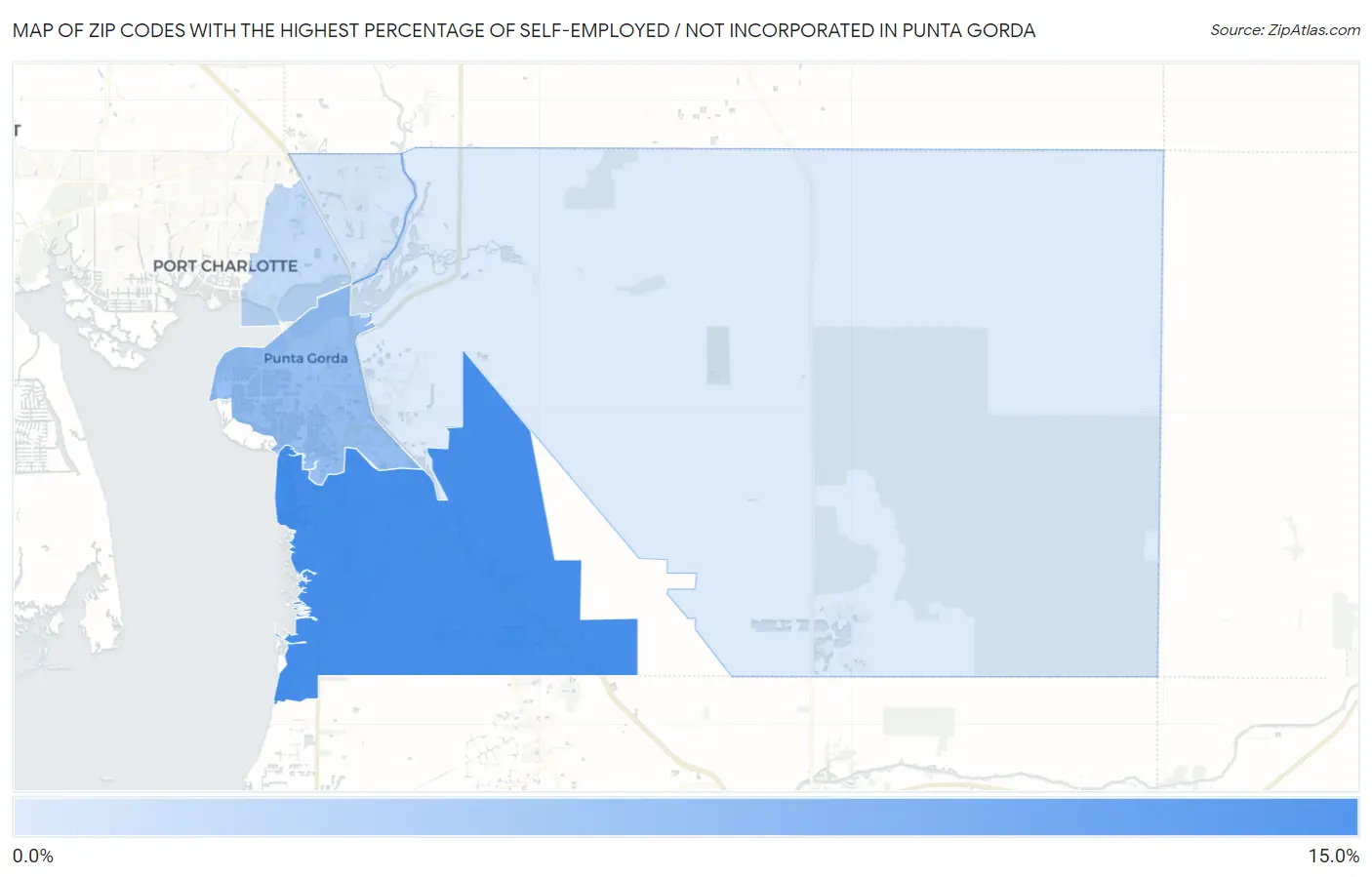 Zip Codes with the Highest Percentage of Self-Employed / Not Incorporated in Punta Gorda Map