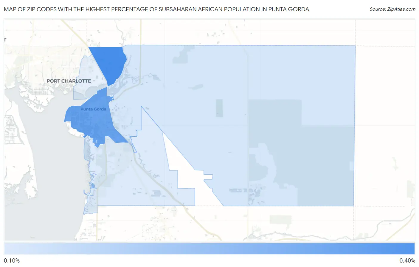 Zip Codes with the Highest Percentage of Subsaharan African Population in Punta Gorda Map