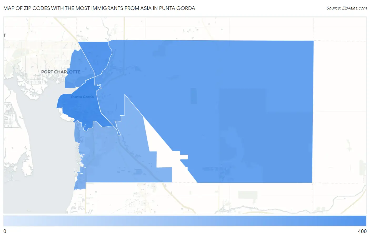 Zip Codes with the Most Immigrants from Asia in Punta Gorda Map