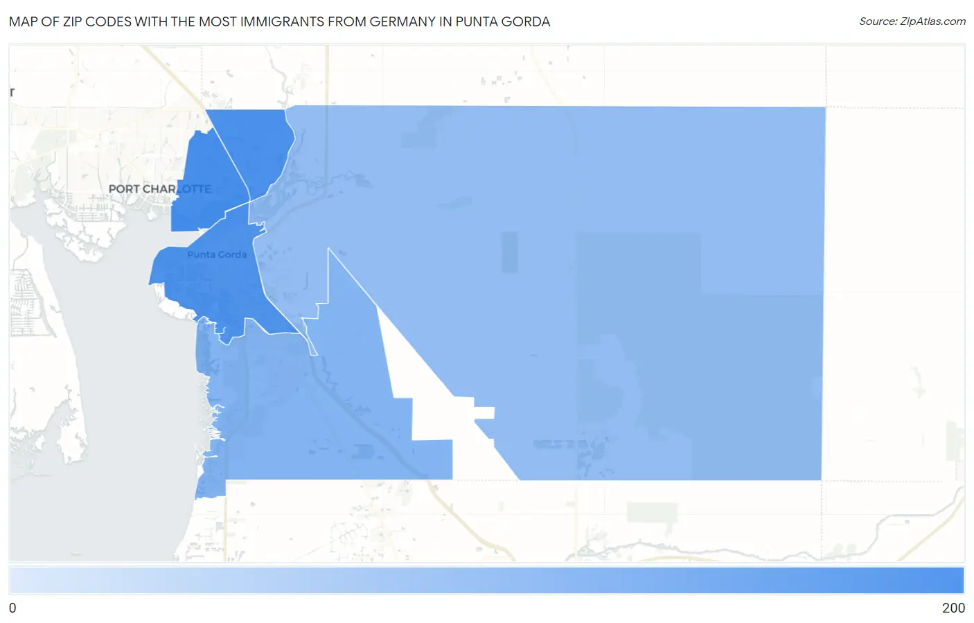 Zip Codes with the Most Immigrants from Germany in Punta Gorda Map