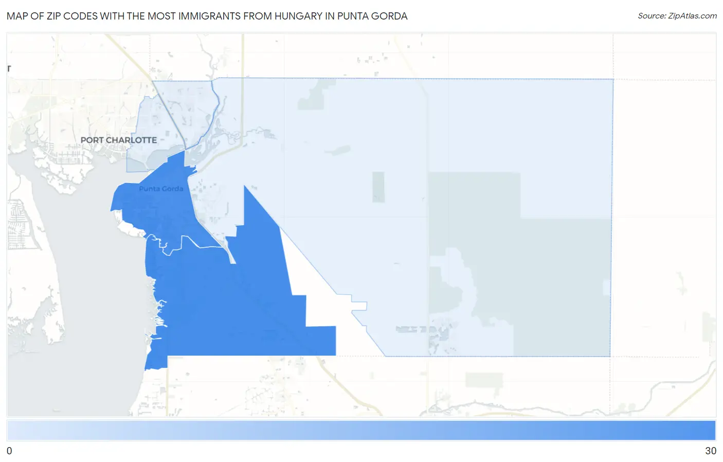 Zip Codes with the Most Immigrants from Hungary in Punta Gorda Map