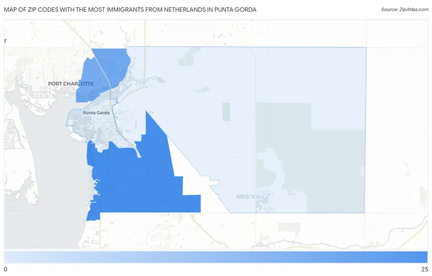 Zip Codes with the Most Immigrants from Netherlands in Punta Gorda Map