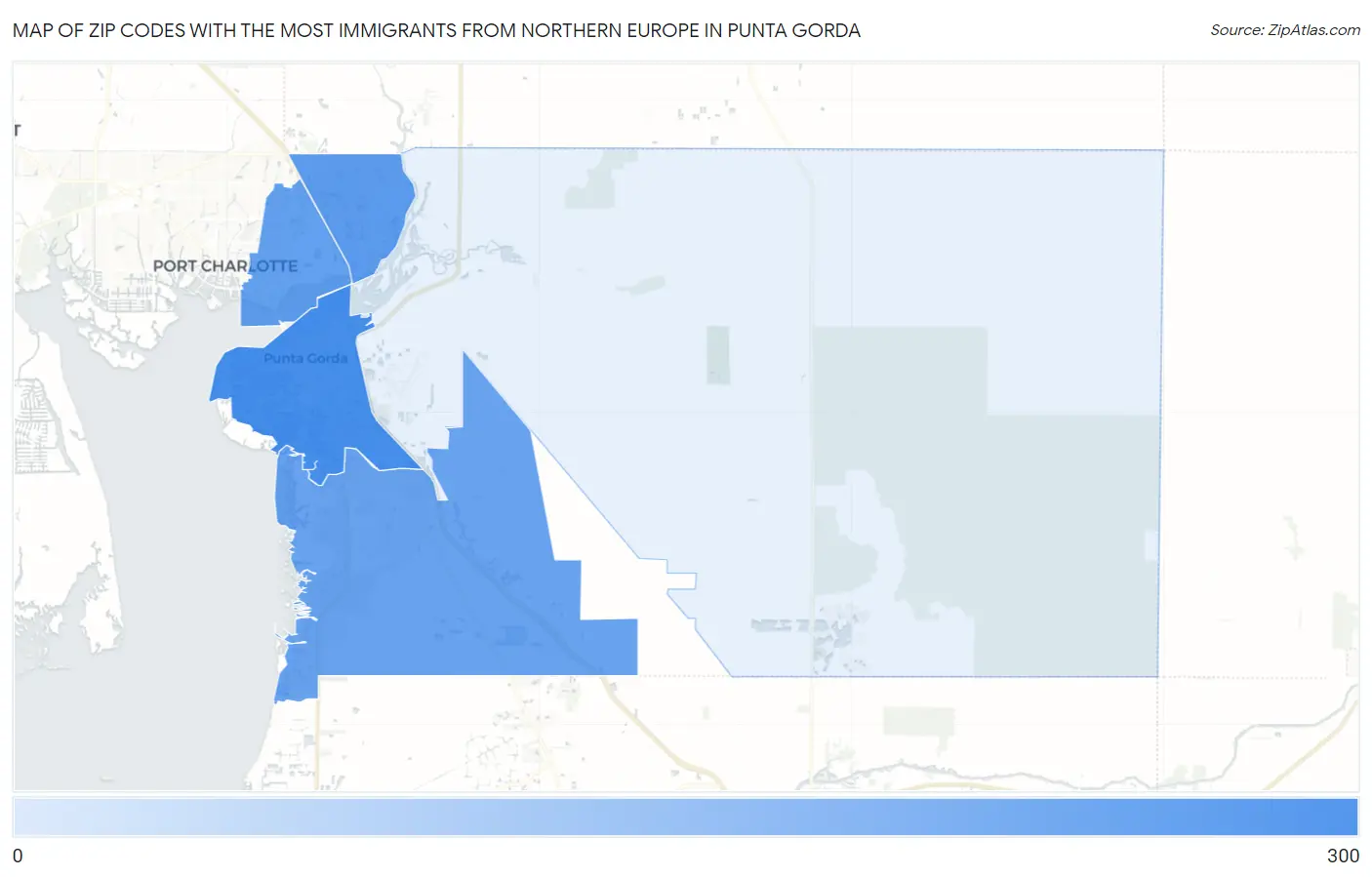 Zip Codes with the Most Immigrants from Northern Europe in Punta Gorda Map