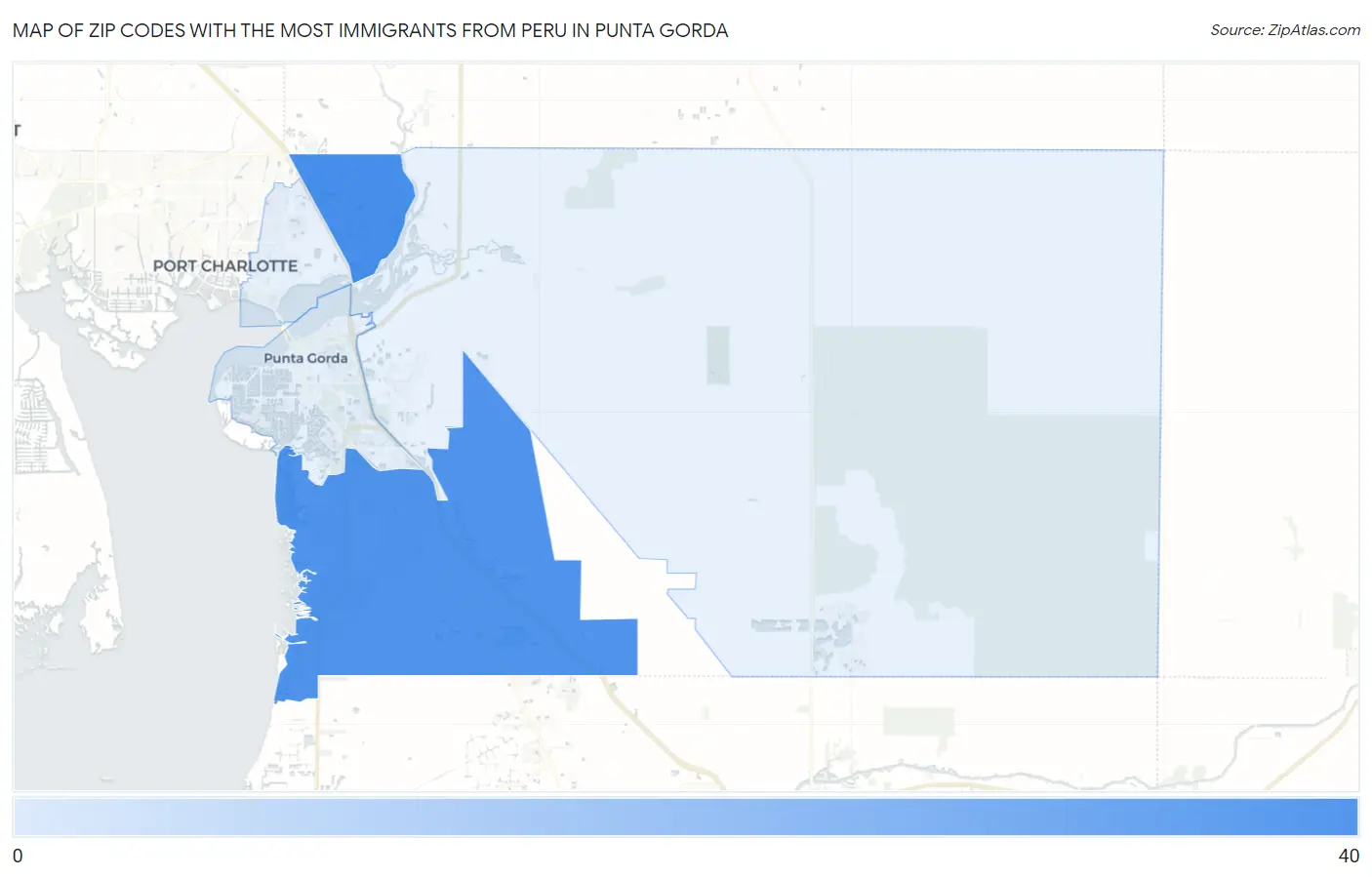 Zip Codes with the Most Immigrants from Peru in Punta Gorda Map