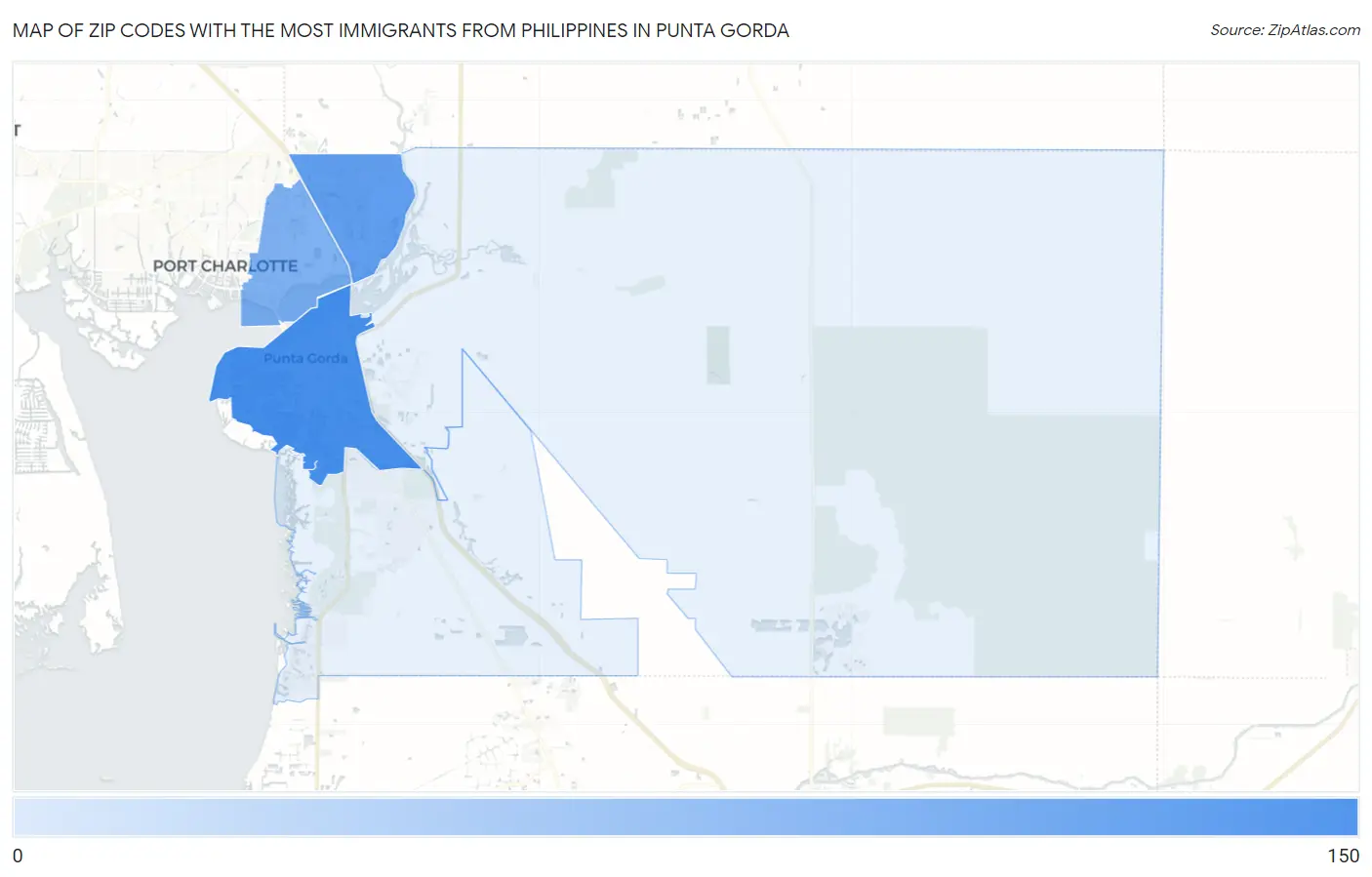 Zip Codes with the Most Immigrants from Philippines in Punta Gorda Map