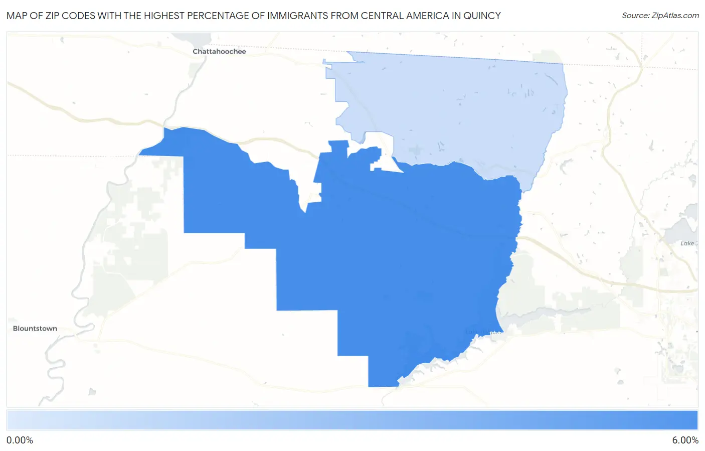 Zip Codes with the Highest Percentage of Immigrants from Central America in Quincy Map