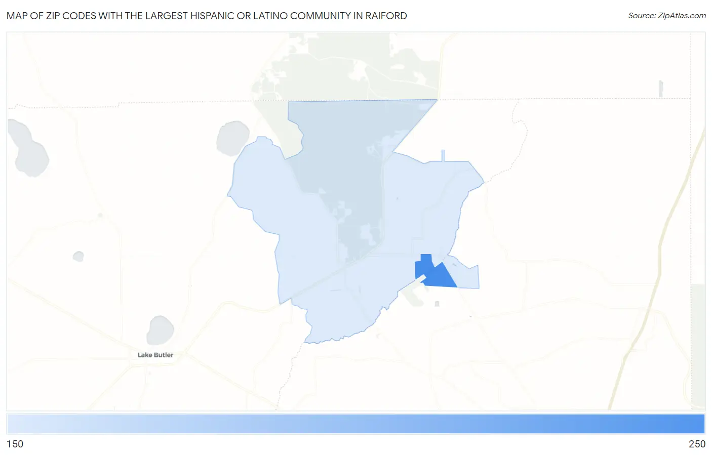 Zip Codes with the Largest Hispanic or Latino Community in Raiford Map