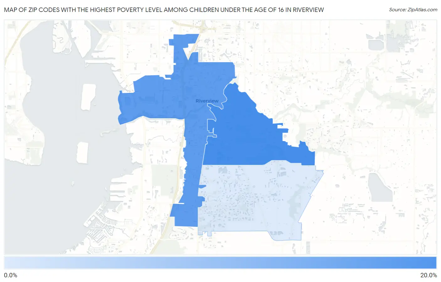 Zip Codes with the Highest Poverty Level Among Children Under the Age of 16 in Riverview Map