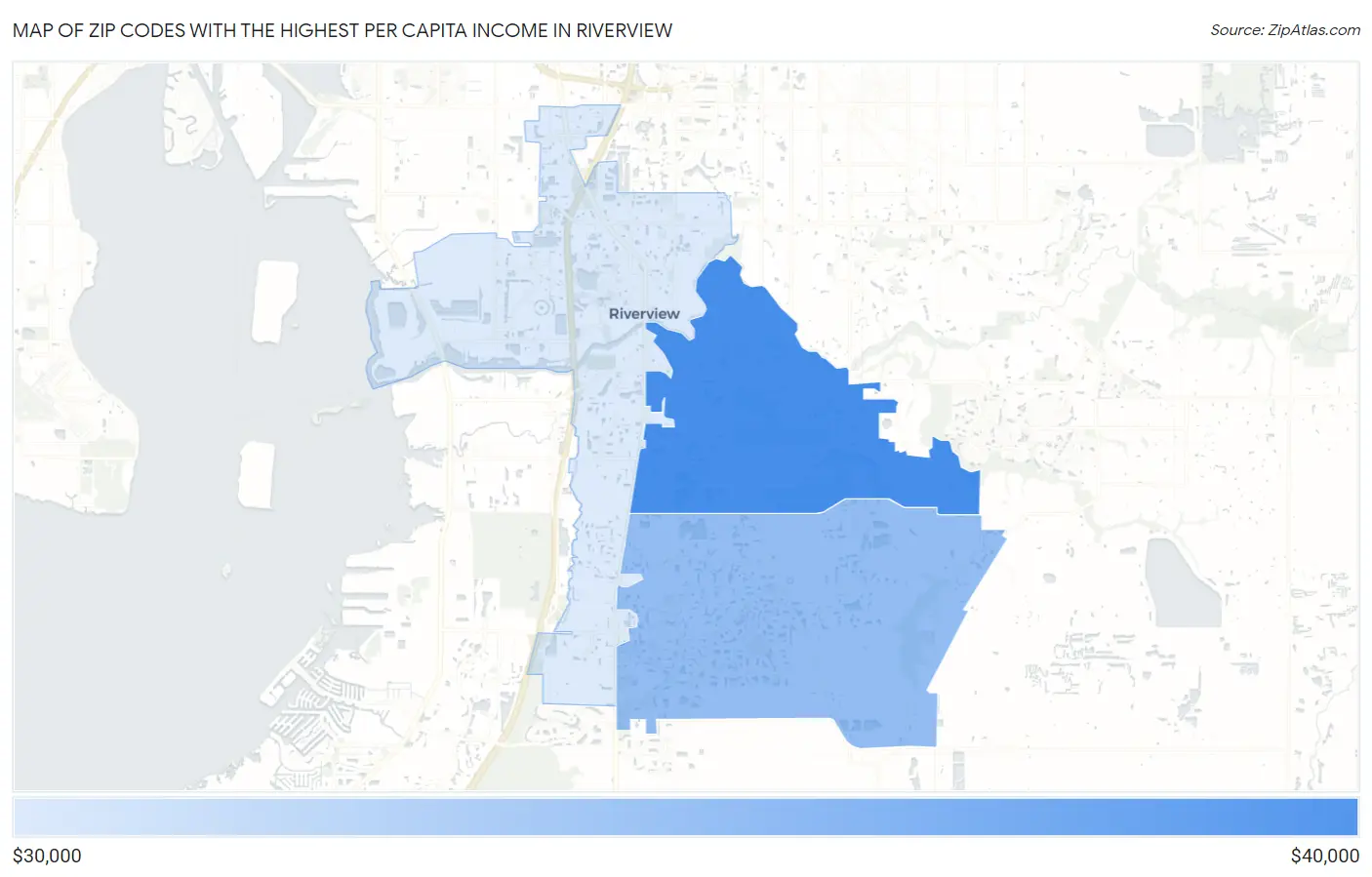 Zip Codes with the Highest Per Capita Income in Riverview Map