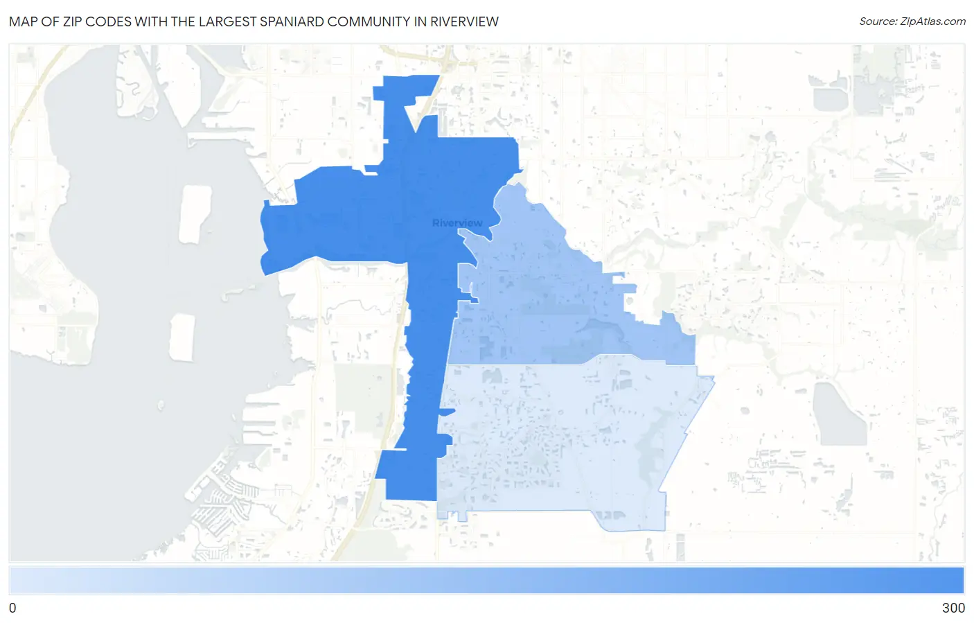 Zip Codes with the Largest Spaniard Community in Riverview Map