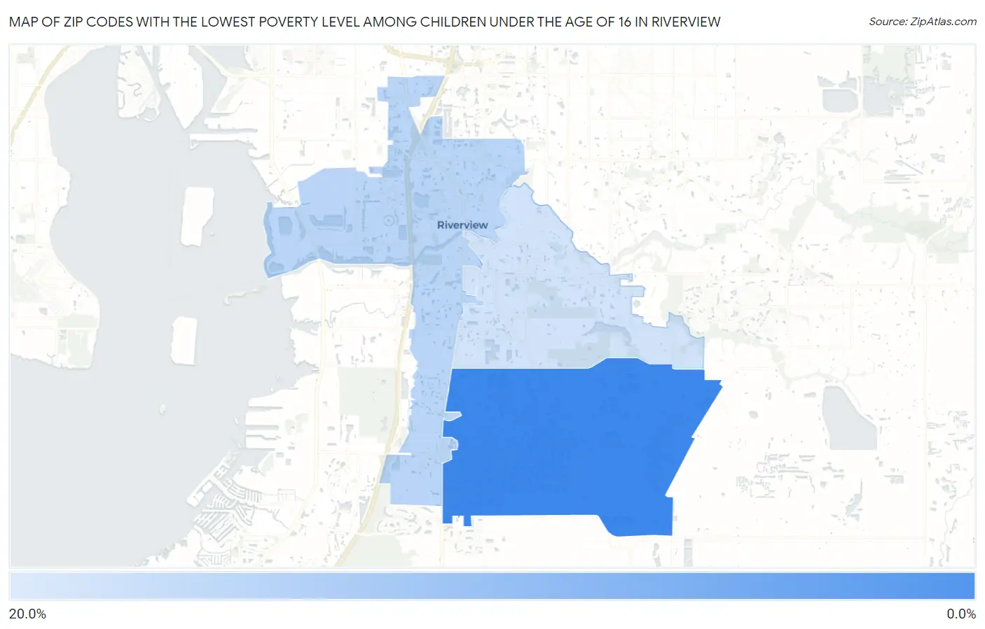 Zip Codes with the Lowest Poverty Level Among Children Under the Age of 16 in Riverview Map
