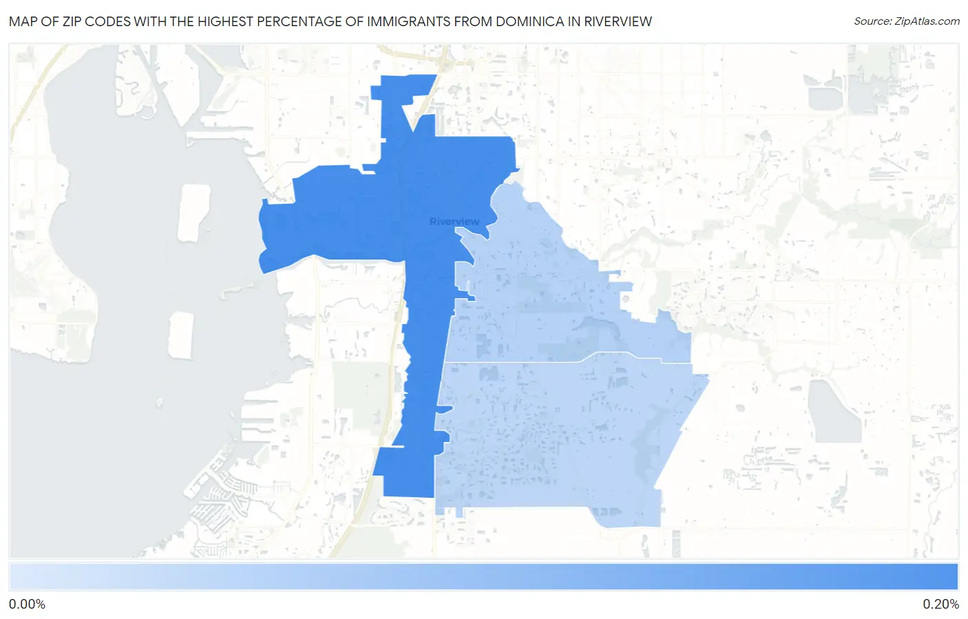 Zip Codes with the Highest Percentage of Immigrants from Dominica in Riverview Map