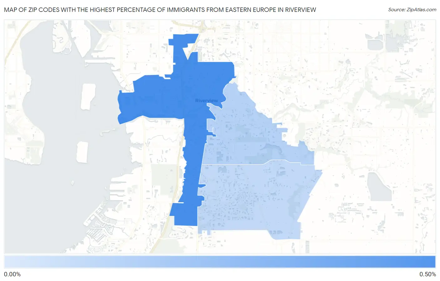 Zip Codes with the Highest Percentage of Immigrants from Eastern Europe in Riverview Map
