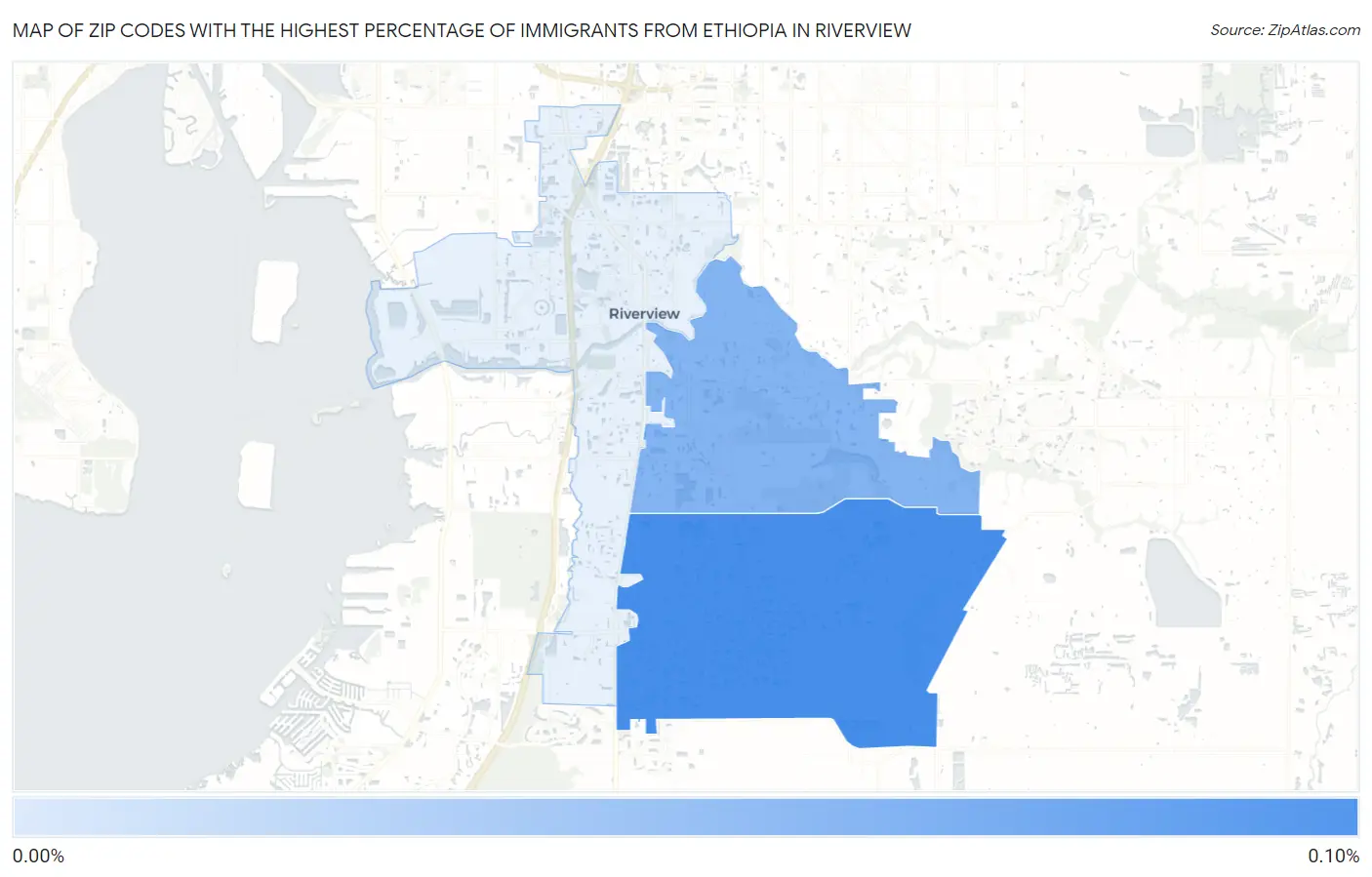 Zip Codes with the Highest Percentage of Immigrants from Ethiopia in Riverview Map