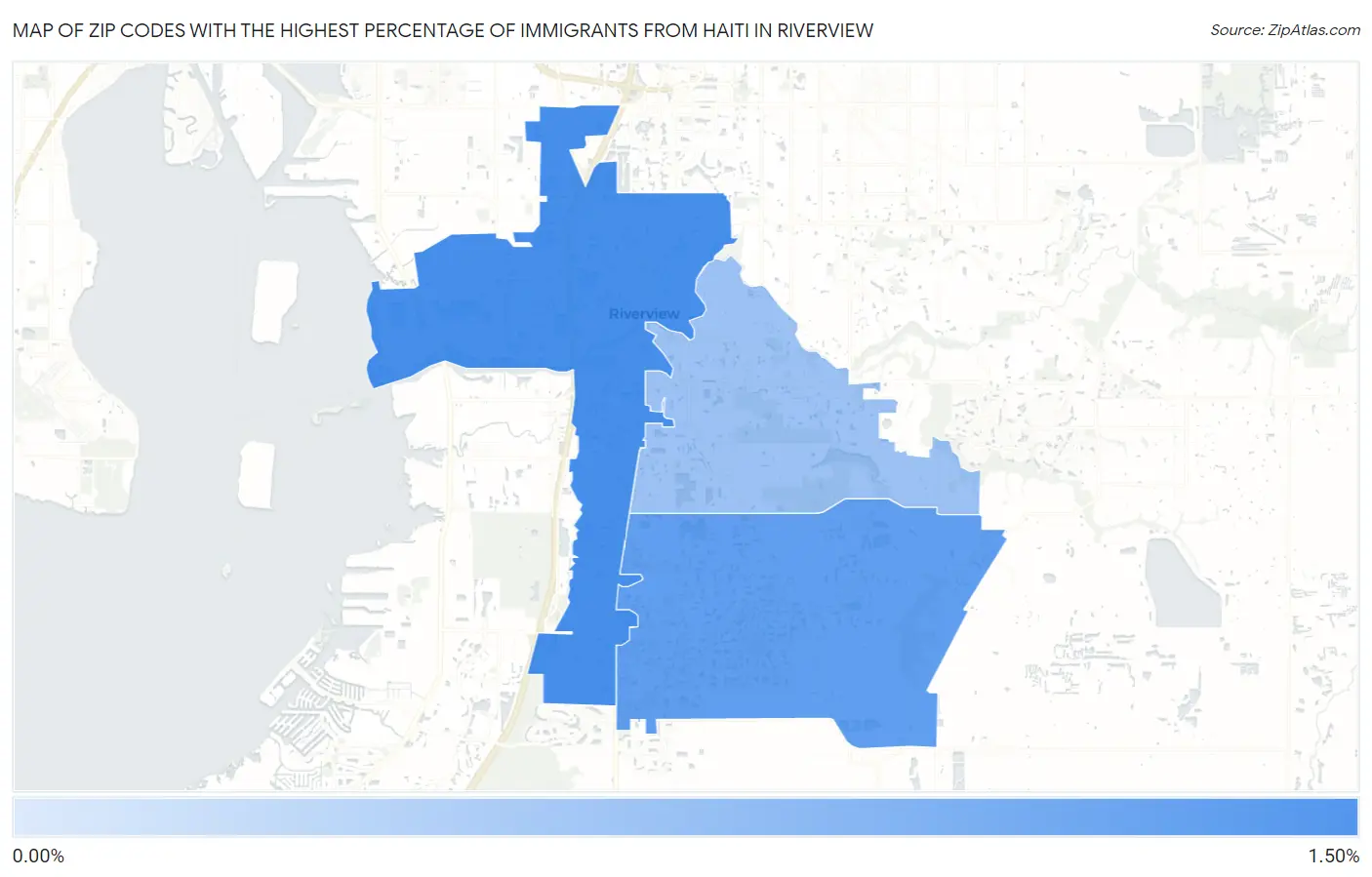 Zip Codes with the Highest Percentage of Immigrants from Haiti in Riverview Map