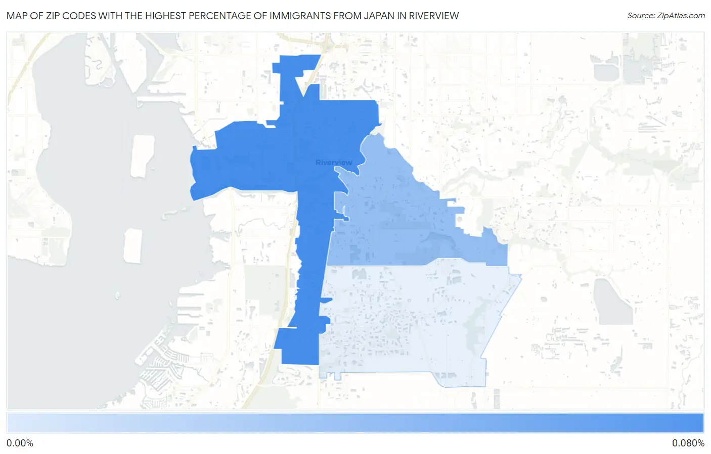 Zip Codes with the Highest Percentage of Immigrants from Japan in Riverview Map