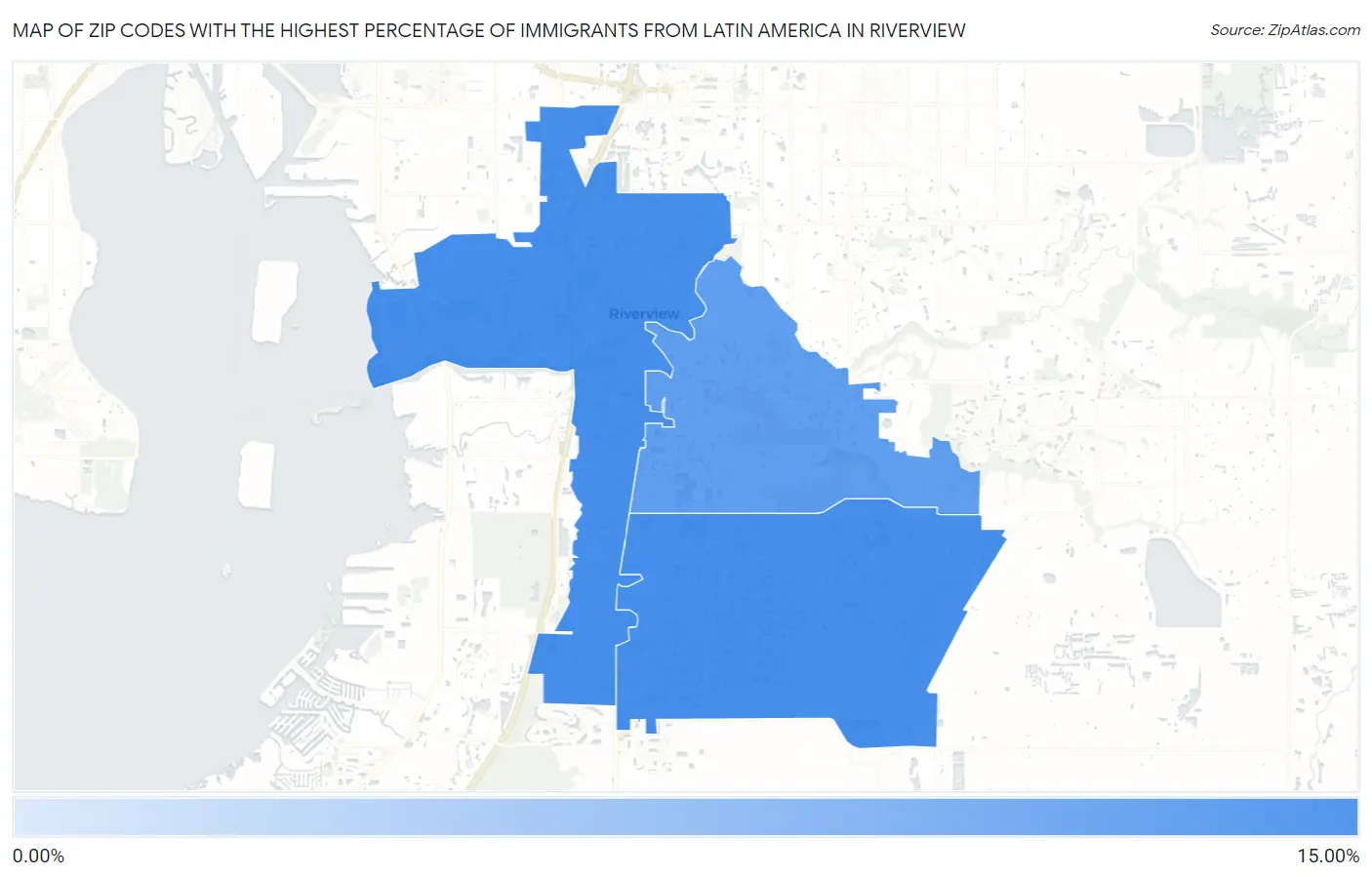 Zip Codes with the Highest Percentage of Immigrants from Latin America in Riverview Map
